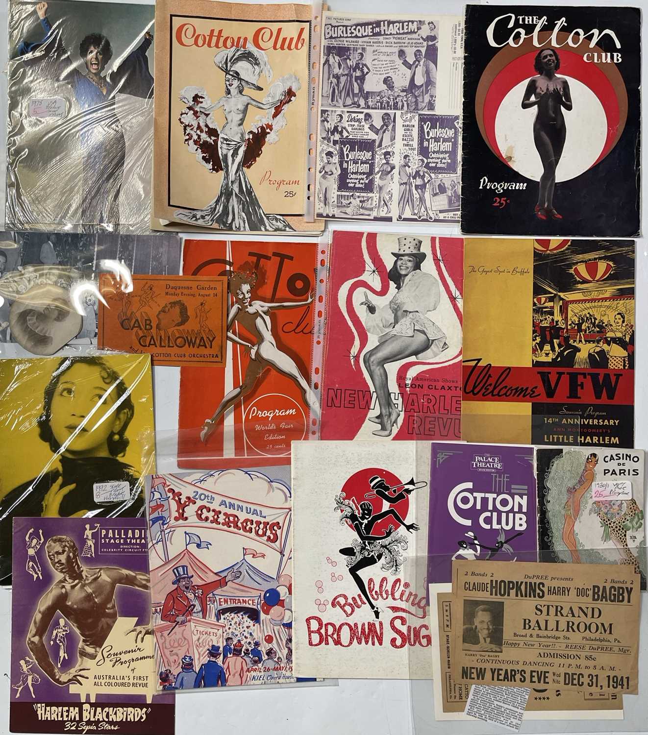 Lot 45 - AFRICAN AMERICAN HISTORY - PROGRAMMES AND MEMORABILIA FROM CABARET CLUBS INC COTTON CLUB / NEW HARLEM REVUE.