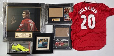 Lot 305 - FOOTBALL - MANCHESTER UNITED SIGNED DISPLAYS INC WAYNE ROONEY BOOT - CANTONA FRAME.