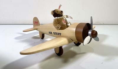 Lot 45 - STEIFF BEAR WITH WOODEN AIRPLANE - 038259