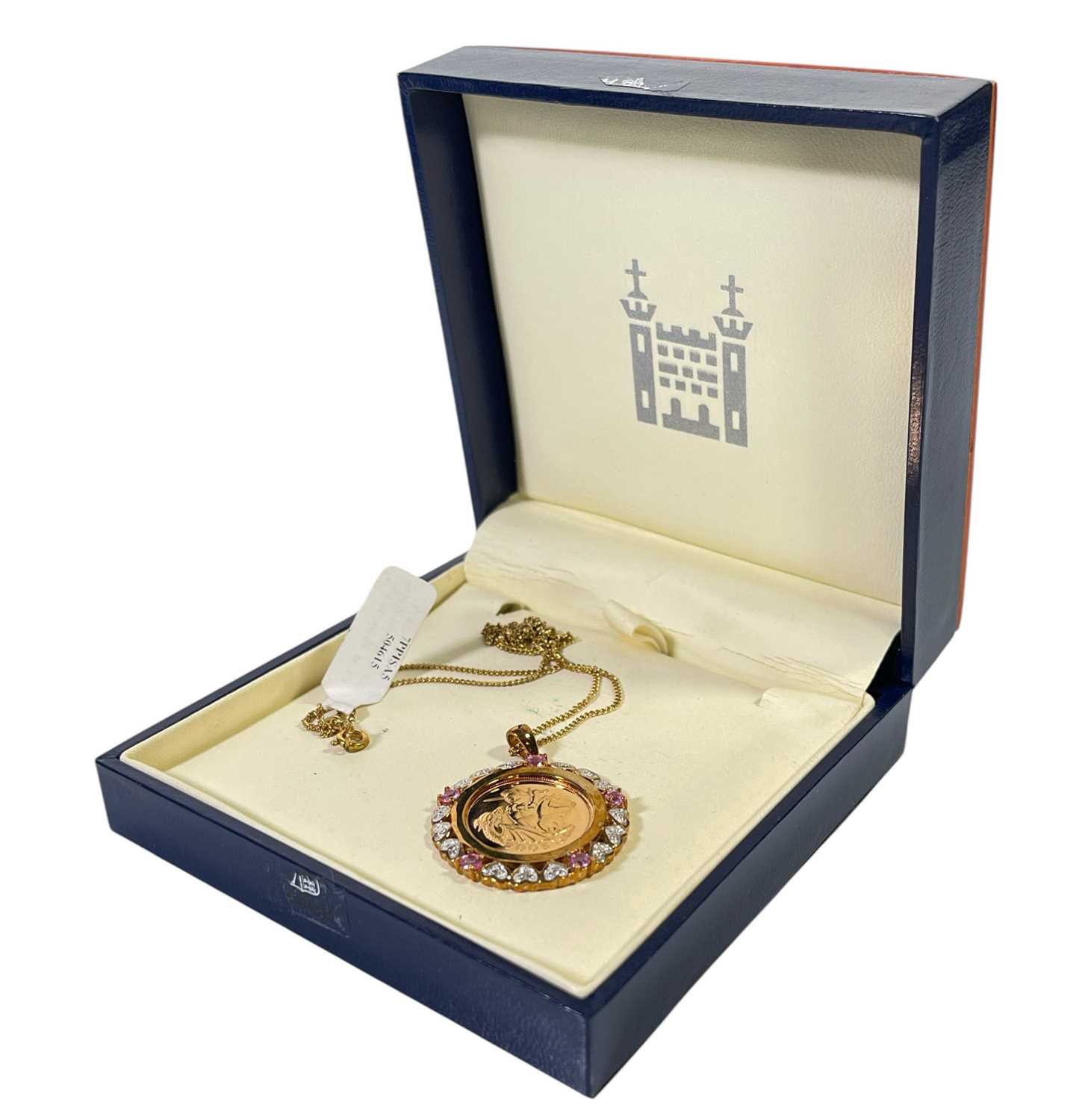 Lot 8 - GOLD - 22CT GOLD 2005 HALF SOVEREIGN ON 9CT CHAIN.