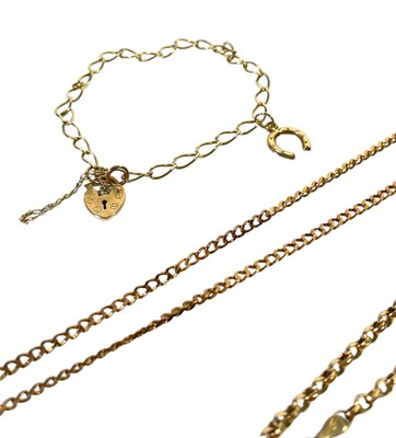Lot 10 - GOLD JEWELLERY - BRACELETS AND NECKLACE - 17.5G.