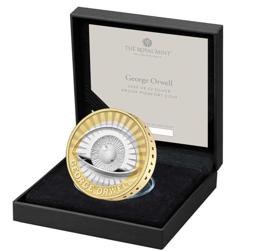 Lot 27 - ROYAL MINT - TWO GEORGE ORWELL LIMITED EDITION PIEDFORT PROOF £2 COINS.