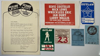 Lot 364 - ELVIS COSTELLO / STIFF RECORDS - AAA PASSES INC BUZZCOCKS.