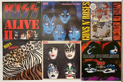 Lot 352 - CLASSIC METAL & HARD ROCK LPS - GUNS N ROSES, KISS, MANWAR + MORE