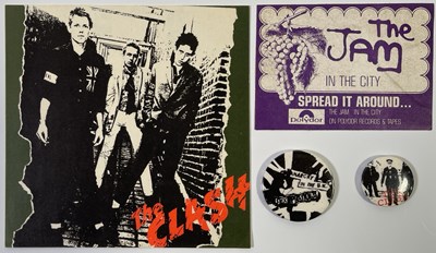Lot 369 - PUNK - ORIGINAL PROMOTIONAL ITEMS INC SEX PISTOLS BADGES, CLASH STICKER.
