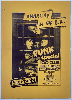 Lot 445 - THE SEX PISTOLS - ORIGINAL 1976 100 CLUB MINI POSTER.