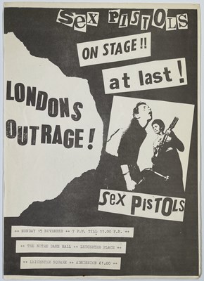 Lot 446 - SEX PISTOLS - ORIGINAL NOTRE DAME HANDBILL.