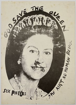 Lot 447 - THE SEX PISTOLS - ORIGINAL GOD SAVE THE QUEEN GUMMED HANDBILL.