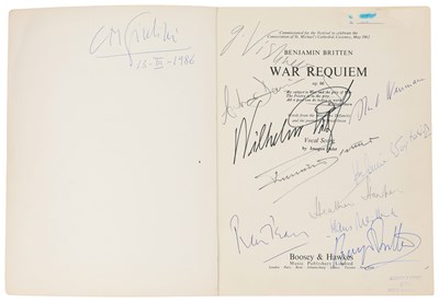 Lot 231 - CLASSICAL MUSIC - BENJAMIN BRITTEN - MULTI-SIGNED WAR REQUIEM SCORE.