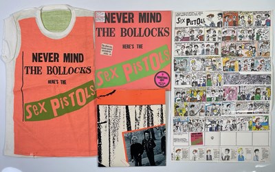 Lot 458 - SEX PISTOLS - NEVER MIND THE BOLLOCKS -ULTIMATE US PROMOTIONAL PACKAGE INC T-SHIRT/FLOWERS AND MARK JAY POSTER.