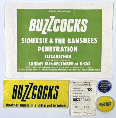 Lot 376 - BUZZCOCKS - HANDBILL, TICKET AND BADGE COLLECTION.