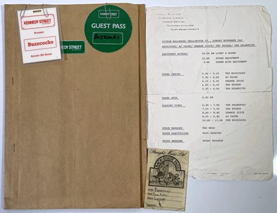 Lot 378 - BUZZCOCKS - TOUR MEMORABILIA INC ITINERARY / 1978 LONDON LYCEUM SCHEDULE / 1980 BACKSTAGE PASS.