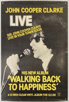 Lot 311 - JOHN COOPER CLARKE - ORIGINAL 'WALKING BACK TO HAPPINESS' PROMO POSTER.