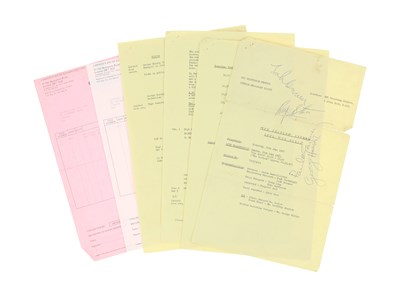 Lot 473 - THE BEATLES - A REHEARSAL SCHEDULE AND SCRIPT FOR THE HISTORIC 'OUR WORLD' BROADCAST - FULLY SIGNED BY ALL FOUR BEATLES.