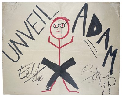 Lot 183 - U2 - ORIGINAL HAND DRAWN ARTWORK SIGNED BY BONO AND THE EDGE - PHOTO PROVENANCE.