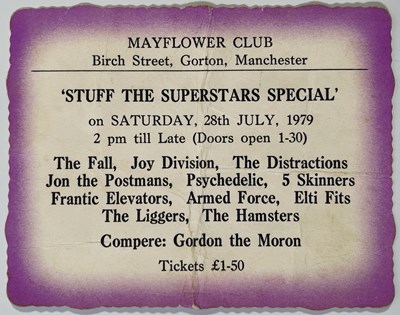 Lot 346 - JOY DIVISION / THE FALL - STUFF THE SUPERSTARS TICKET STUB, JULY 1979.
