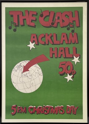 Lot 423 - THE CLASH - ORIGINAL ACKLAM HALL CHRISTMAS DAY CONCERT POSTER.