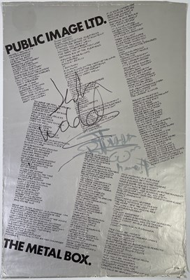 Lot 499 - PIL - METAL BOX PROMO POSTER SIGNED BY JAH WOBBLE / JOHN LYDON.