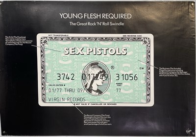 Lot 500 - SEX PISTOLS - GREAT ROCK N ROLL SWINDLE 'YOUNG FLESH REQUIRED' POSTER.