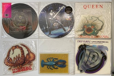 Lot 744 - HARD-ROCK, METAL ROCK 12" PIC-DISC AND SINGLES - QUEEN, DEEP PURPLE, B52'S, MEAT LOAF