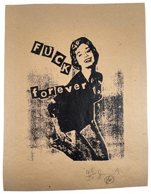 Lot 407 - JAMIE REID - FUCK FOREVER SIGNED LIMITED EDITION PRINT.