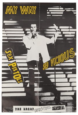 Lot 450 - THE SEX PISTOLS - GREAT ROCK N ROLL SWINDLE - SID VICIOUS IMAGE PROMOTIONAL POSTER.