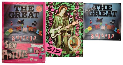 Lot 454 - SEX PISTOLS - GREAT ROCK N ROLL SWINDLE POSTER AND OTHERS.