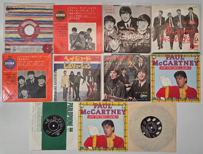Lot 771 - THE BEATLES & SOLO 7" SINGLES - RED PARLOPHONE, JAPANESE SLEEVES + MORE