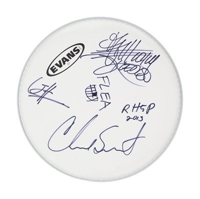 Lot 192 - RED HOT CHILI PEPPERS - SIGNED DRUMSKIN.