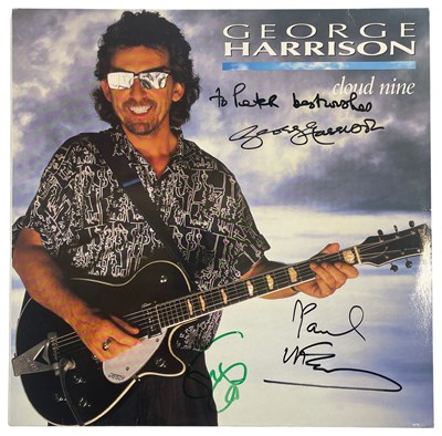 Lot 288 - THE BEATLES - GEORGE HARRISON, PAUL MCCARTNEY AND ERIC CLAPTON SIGNED LP.