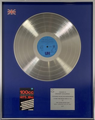 Lot 313 - 10CC - GRAHAM GOULDMAN - 'GREATEST HITS OF 10CC' BPI SILVER DISC AWARD