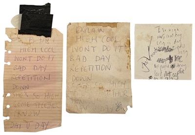 Lot 368 - BLUR - DAMON ALBARN HANDWRITTEN NOTES/LYRICS AND TRACKLISTS.