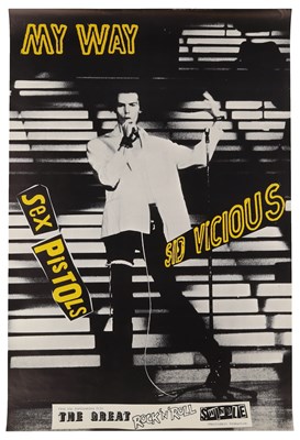 Lot 439 - THE SEX PISTOLS - GREAT ROCK N ROLL SWINDLE - SID VICIOUS IMAGE PROMOTIONAL POSTER.