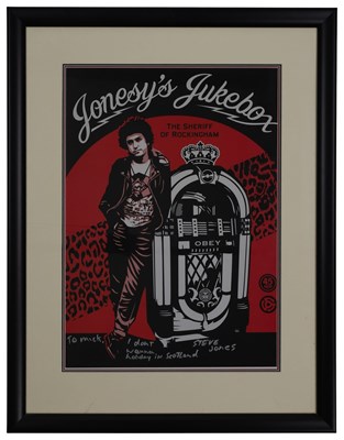 Lot 447 - SEX PISTOLS - STEVE JONES SIGNED JONESY'S JUKEBOX PRINT.