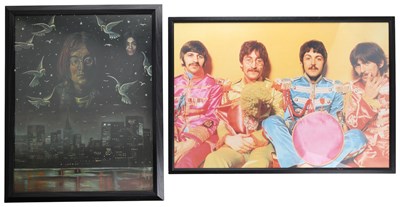 Lot 290 - THE BEATLES - THREE FRAMED PRINTS INC ORIGINAL ARTWORK.