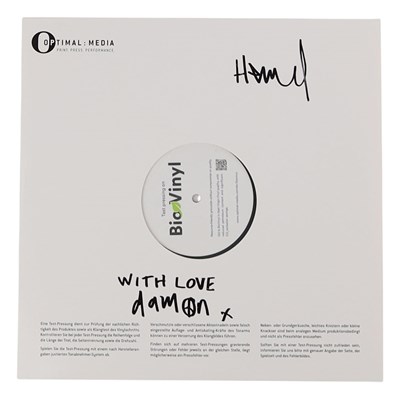 Lot 133 - GORILLAZ - THE MOUNTAIN WHITE LABEL TEST PRESSING - SIGNED BY DAMON AND JAMIE HEWLETT.