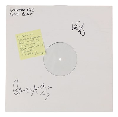 Lot 150 - ERASURE - LOVEBOAT WHITE LABEL TEST PRESSING SIGNED BY ANDY BELL AND VINCE CLARKE